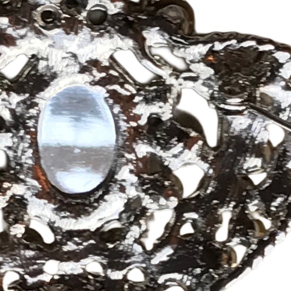 Vintage crown brooch large clear rhinestone queen royalty cabochon bling sparkly - Picture 6 of 13